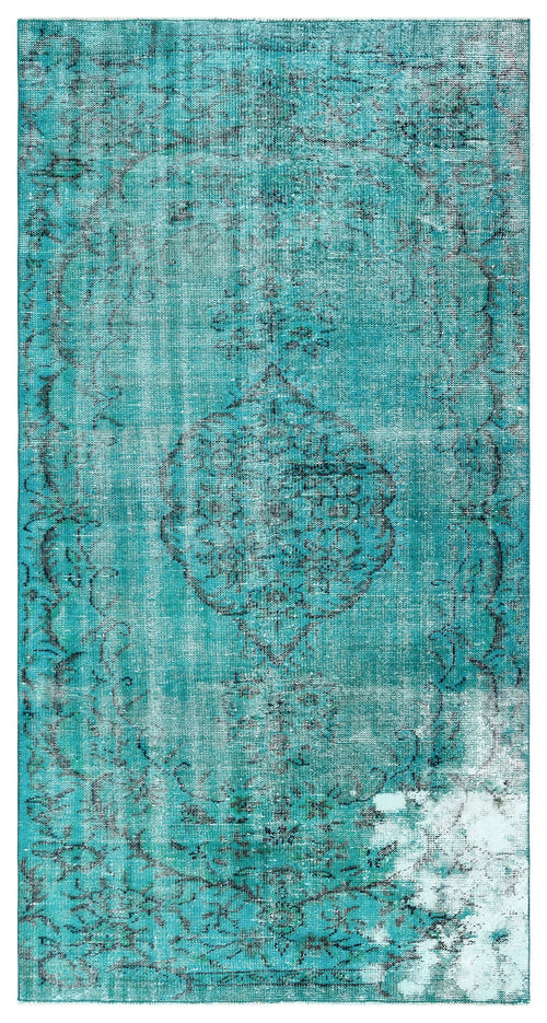 Atina Turquoise Vintage Wool Handmade Area Rug 4'8" x 8'9"