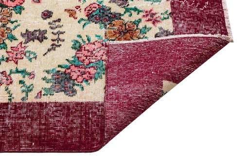 Atina Burgundy Frame Wool Handmade Area Rug 6'11" x 10'0"