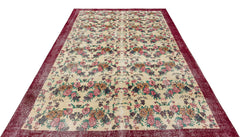 Atina Burgundy Frame Wool Handmade Area Rug 6'11" x 10'0"