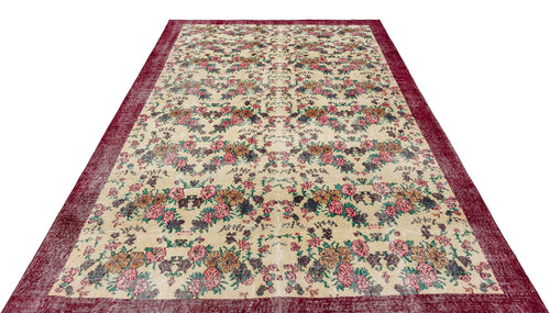 Atina Burgundy Frame Wool Handmade Area Rug 6'11" x 10'0"