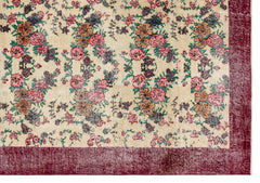 Atina Burgundy Frame Wool Handmade Area Rug 6'11" x 10'0"