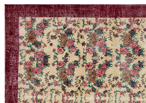 Atina Burgundy Frame Wool Handmade Area Rug 6'11" x 10'0"