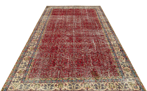 Atina Red Vintage Wool Handmade Area Rug 6'3" x 10'1"