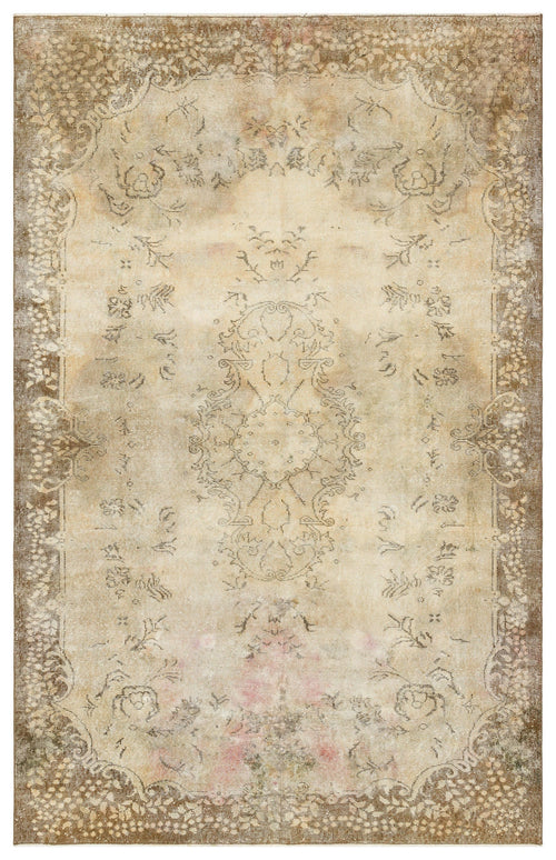 Atina Beige Vintage Wool Handmade Area Rug 6'0" x 9'5"
