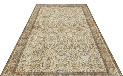 Atina Beige Vintage Wool Handmade Area Rug 6'1" x 9'9"