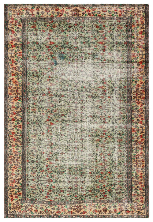 Atina Beige Vintage Wool Handmade Area Rug 6'0" x 8'8"