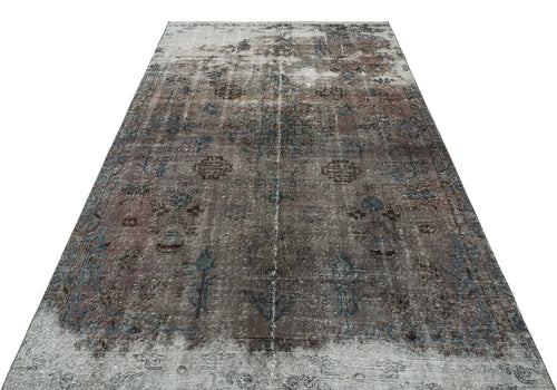 Atina Grey Vintage Wool Handmade Area Rug 5'5" x 9'9"