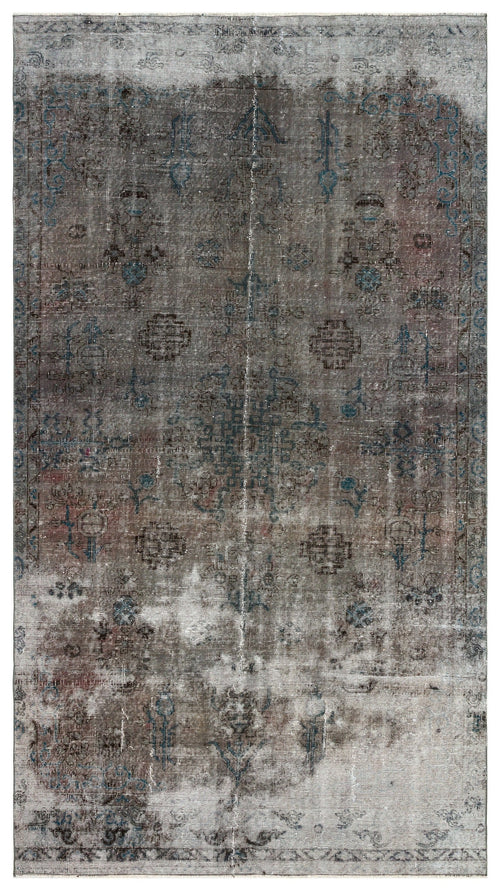 Atina Grey Vintage Wool Handmade Area Rug 5'5" x 9'9"