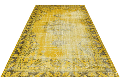 Atina Yellow Vintage Wool Handmade Area Rug 5'5" x 7'10"