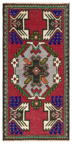 Kavala Red Classic Wool Handmade Area Rug 1'7" x 3'2"