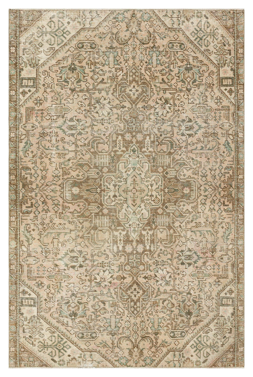 Epir Beige Vintage Wool Handmade Area Rug 4'9" x 7'3"