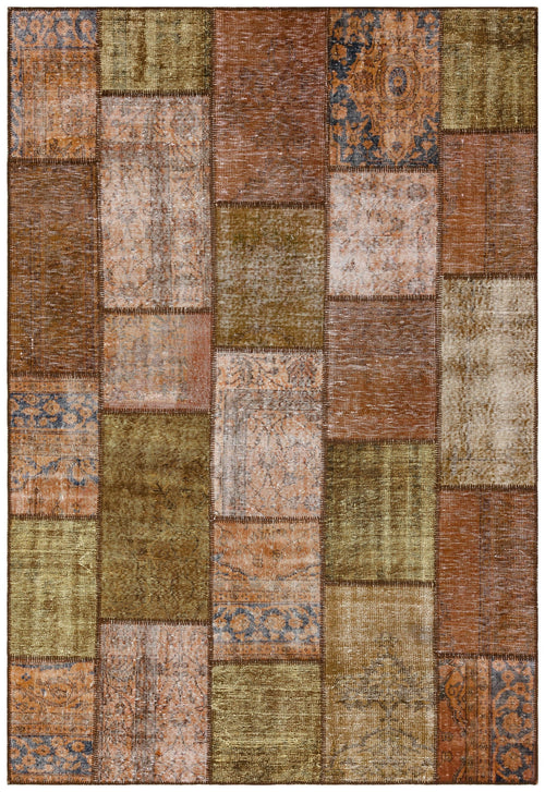 Iskece Brown Vintage Wool Handmade Area Rug 6'1" x 9'5"