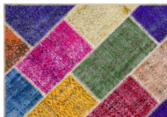 Iskece 36175 Beige Patchwork Wool Handmade Area Rug 5'4" x 7'6"