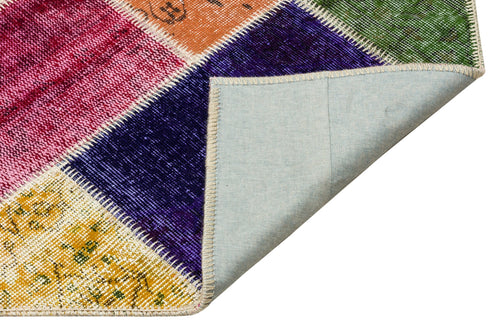 Iskece 36178 Beige Patchwork Wool Handmade Area Rug 5'4" x 7'7"