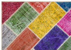 Iskece 36180 Beige Patchwork Wool Handmade Area Rug 5'4" x 7'6"