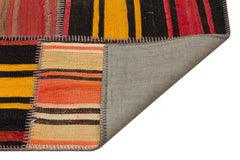 Teselya Yellow Striped Wool Handmade Area Rug 5'3" x 7'7"