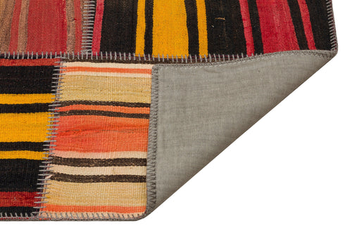 Teselya Yellow Striped Wool Handmade Area Rug 5'3" x 7'7"