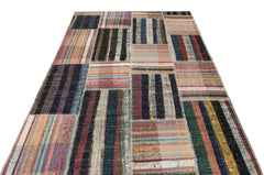 Teselya Beige Striped Wool Handmade Area Rug 5'2" x 7'7"