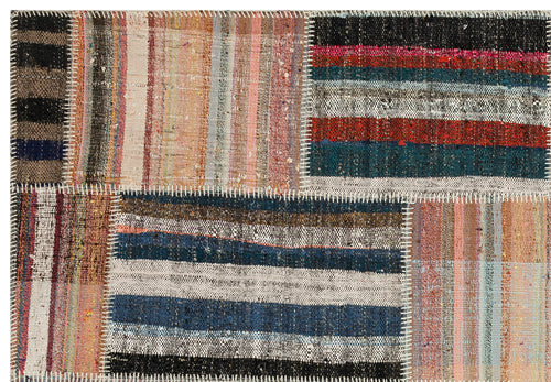 Teselya Beige Striped Wool Handmade Area Rug 5'2" x 7'7"