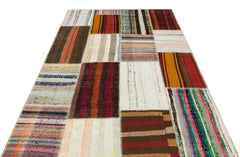 Teselya 36183 Beige Striped Wool Handmade Area Rug 5'3" x 7'7"