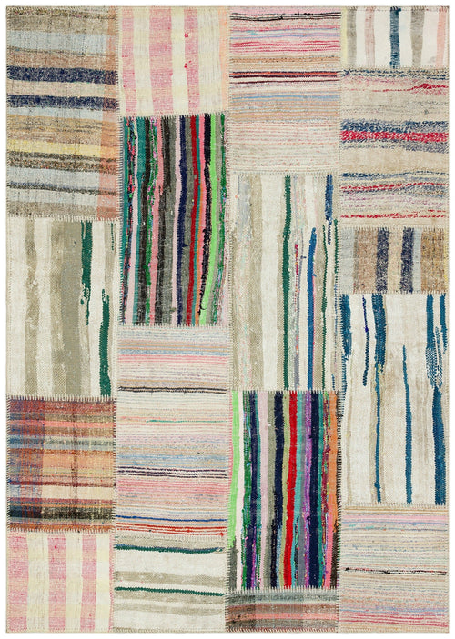 Teselya 36187 Multy Striped Wool Handmade Area Rug 5'3" x 7'6"