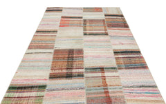 Teselya 36192 Beige Striped Wool Handmade Area Rug 5'3" x 7'4"