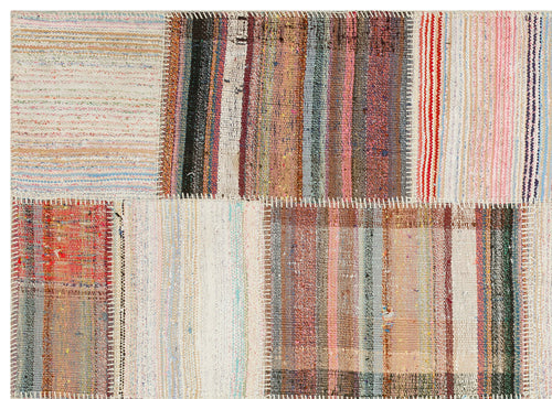 Teselya 36192 Beige Striped Wool Handmade Area Rug 5'3" x 7'4"