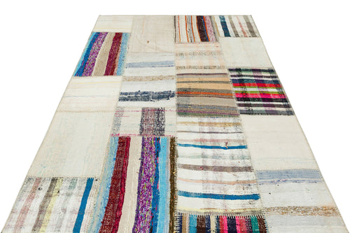 Teselya 36193 Patchwork Striped Wool Handmade Area Rug 5'3" x 7'7"