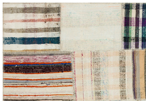 Teselya 36193 Patchwork Striped Wool Handmade Area Rug 5'3" x 7'7"
