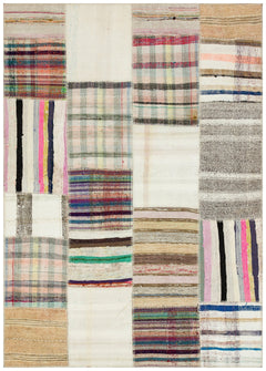 Teselya 36198 Multy Striped Wool Handmade Area Rug 5'3" x 7'6"