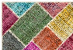 Iskece 36215 Beige Patchwork Wool Handmade Area Rug 4'0" x 6'0"