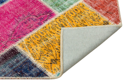 Iskece 36218 Beige Patchwork Wool Handmade Area Rug 4'0" x 6'0"