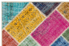 Iskece 36218 Beige Patchwork Wool Handmade Area Rug 4'0" x 6'0"