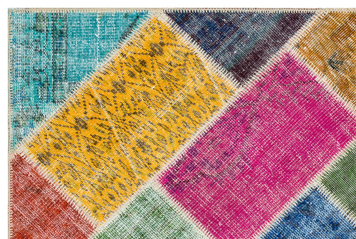 Iskece 36218 Beige Patchwork Wool Handmade Area Rug 4'0" x 6'0"