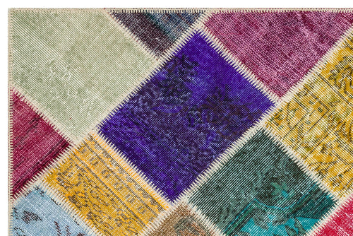Iskece 36221 Beige Patchwork Wool Handmade Area Rug 4'0" x 6'0"