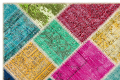 Iskece 36222 Beige Patchwork Wool Handmade Area Rug 4'0" x 6'0"