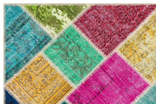 Iskece 36222 Beige Patchwork Wool Handmade Area Rug 4'0" x 6'0"