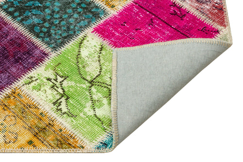 Iskece 36224 Beige Patchwork Wool Handmade Area Rug 4'0" x 6'0"