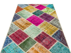 Iskece 36224 Beige Patchwork Wool Handmade Area Rug 4'0" x 6'0"