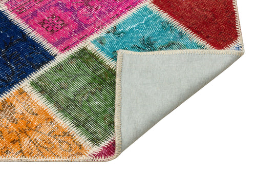 Iskece 36226 Beige Patchwork Wool Handmade Area Rug 4'0" x 6'0"