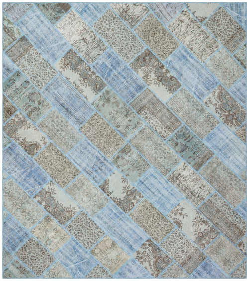 Iskece Blue Vintage Wool Handmade Area Rug 9'3" x 10'5"