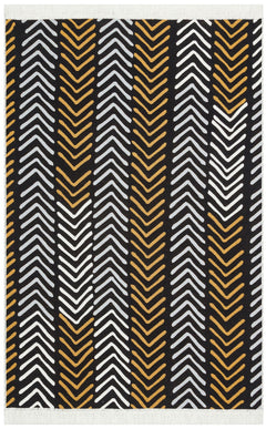 Yellow Geometric Kilim - Cotton Woven Rug | Washable Flatweave Carpet