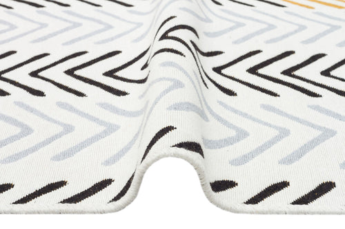 Yellow Geometric Kilim - Cotton Woven Rug | Washable Flatweave Carpet