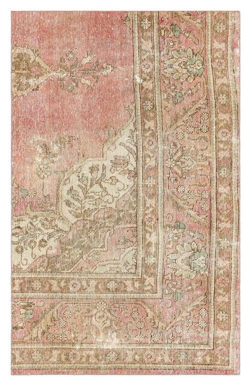 Epir Beige Vintage Wool Handmade Area Rug 3'8" x 5'8"