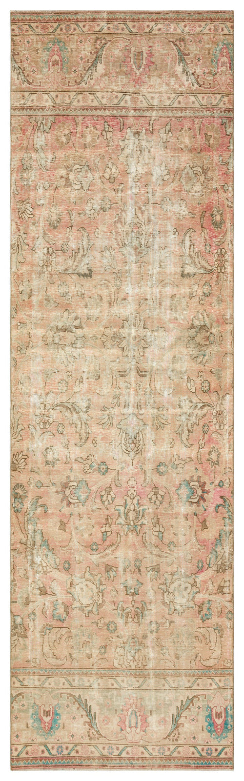 Epir Beige Vintage Wool Handmade Area Rug 3'10" x 12'10"