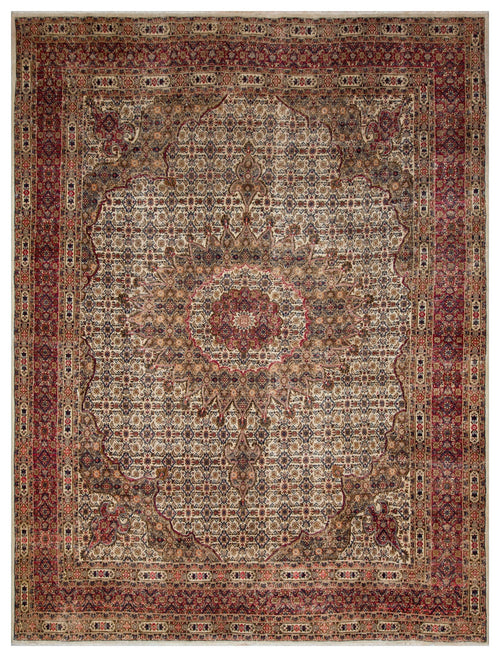 Epir Beige Vintage Wool Handmade Area Rug 9'9" x 13'1"