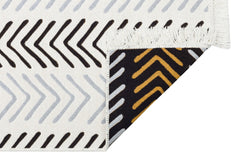 Yellow Geometric Kilim - Cotton Woven Rug | Washable Flatweave Carpet