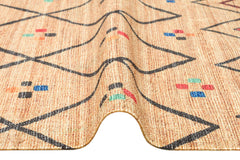 Washable Cotton Kilim - Beige Geometric Double Sided Flatweave Rug With Jute Look