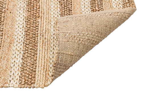 Gainehhville Beige Striped Cotton Jute Rug