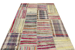 Teselya 36305 Beige Striped Wool Handmade Area Rug 5'2" x 7'3"